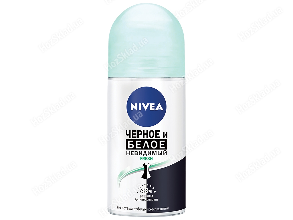 Дезодорант-антиперспірант кульковий Nivea Невидимий захист fresh, 48 ч. для чорного і білого 50мл