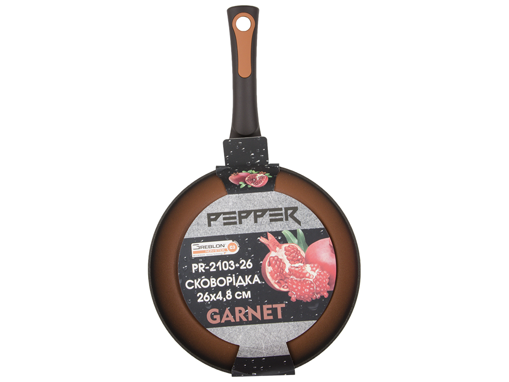 Сковорода Pepper Garnet индукционное дно с антипригарным покрытием GREBLON C3 D26см PR-2103-26