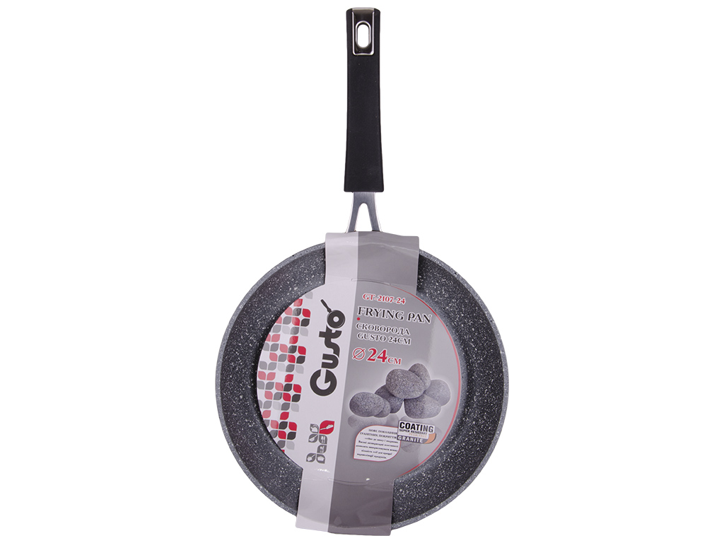 Сковорода алюминиевая без крышки GUSTO инд. дно, покрытие GRANITE D24х4,8см GT-2107-24