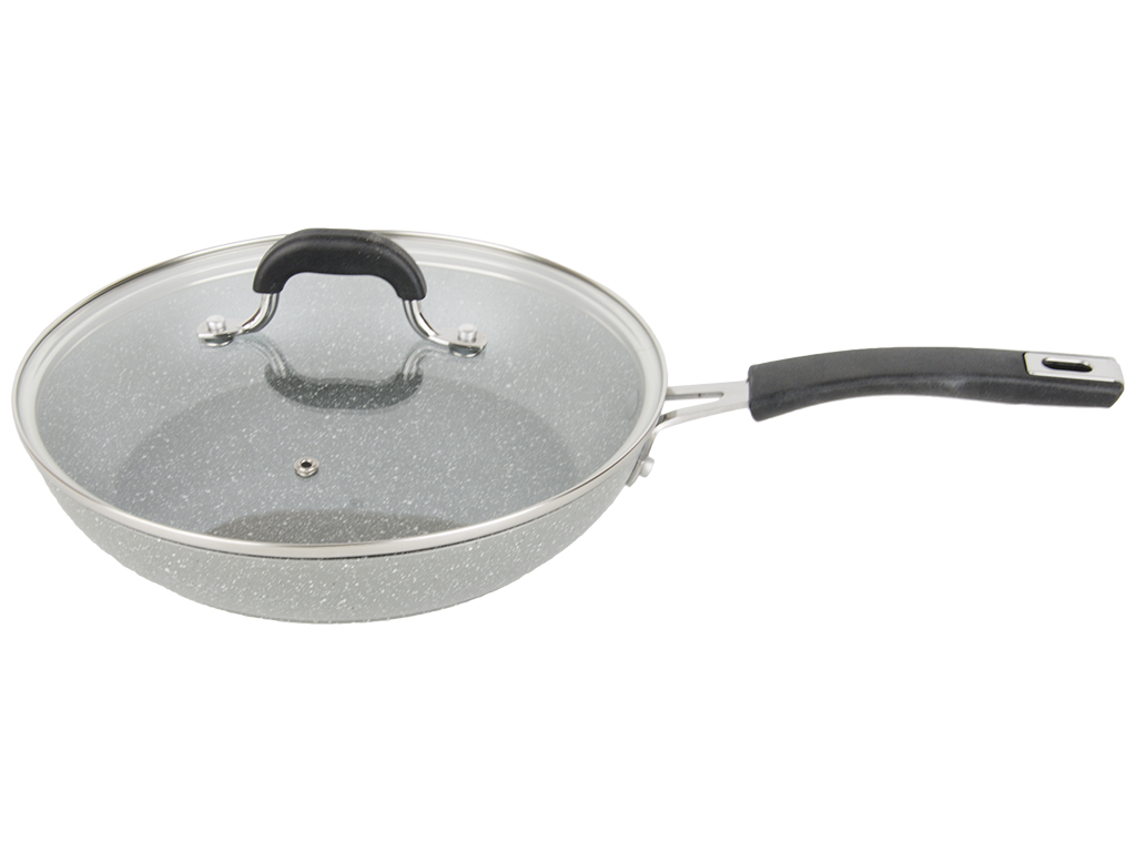 Сковорода алюминиевая с крышкой GUSTO силик. ручки, инд. дно, покрытие GRANITE D26х5см GT-2107-26/1