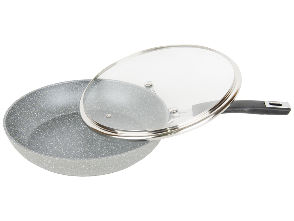 Сковорода алюминиевая с крышкой GUSTO силик. ручки, инд. дно, покрытие GRANITE D26х5см GT-2107-26/1