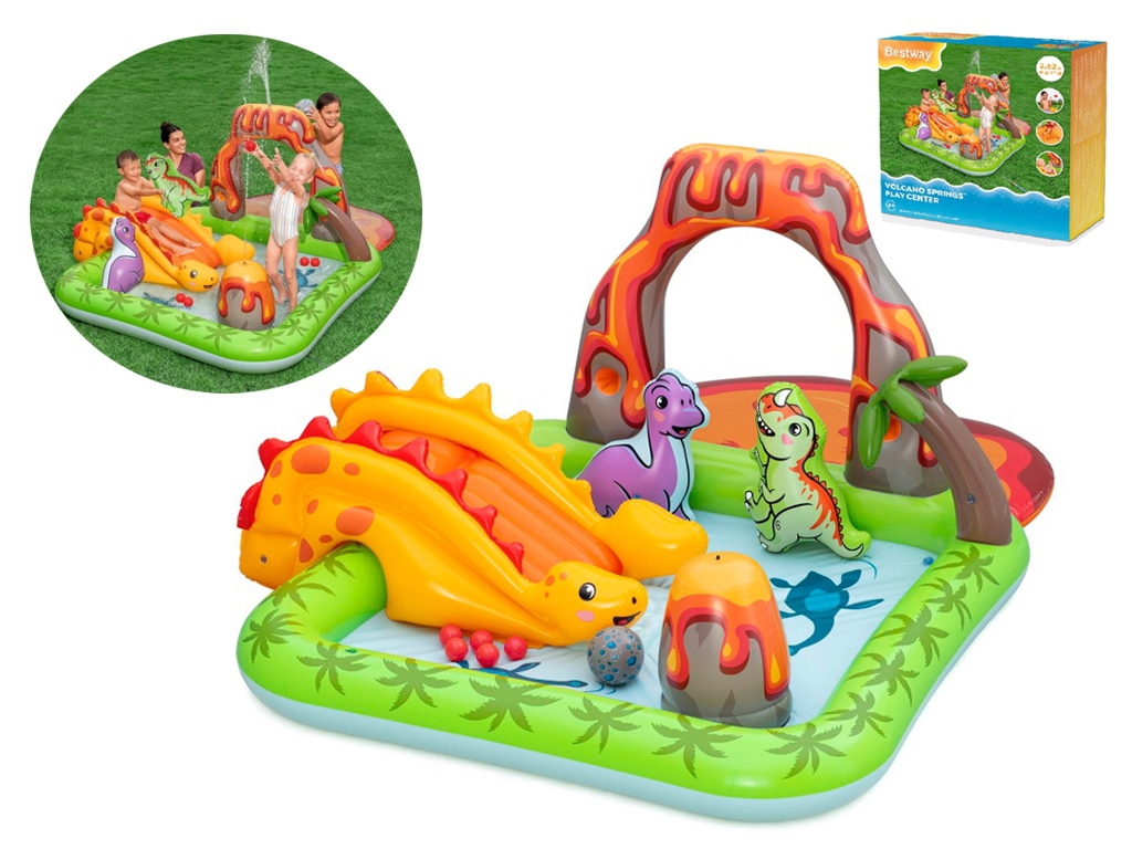 Игровой надувной центр с горкой и распылителем воды Volcano Springs 262-188-102 см, Bestway