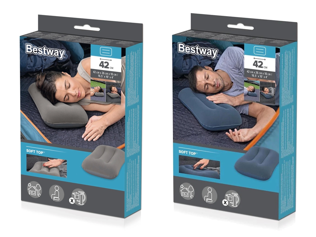 Надувна подушка покрита флоком Travel Pillow. Bestway 67121