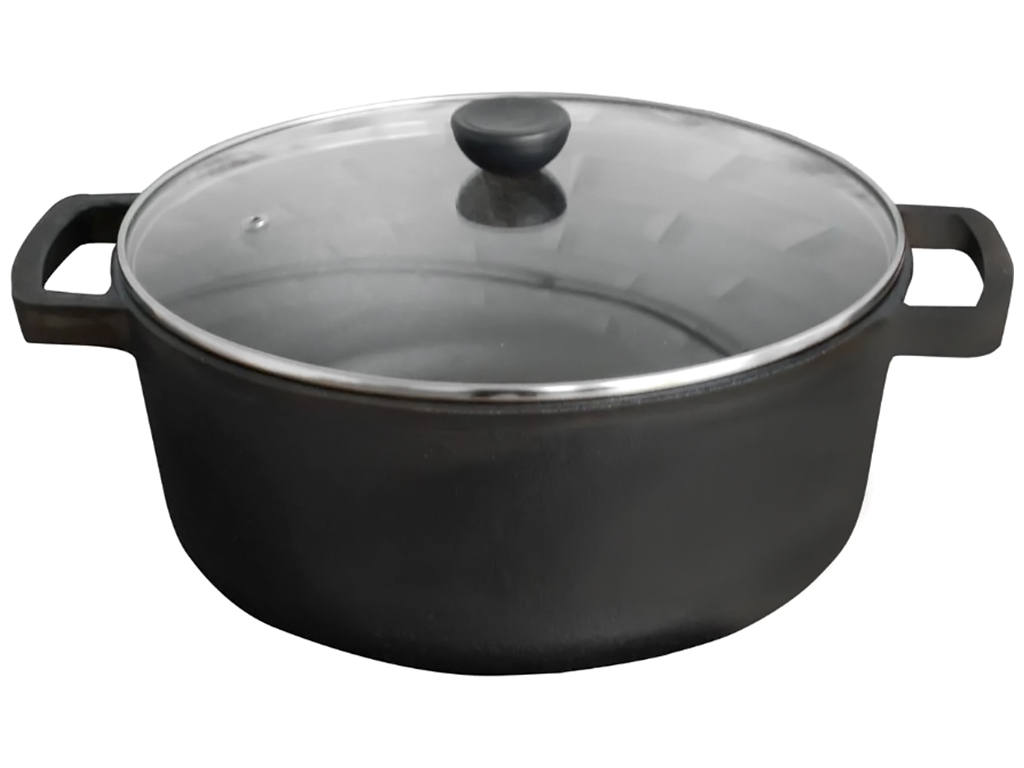 Кастрюля чугунная со стеклянной крышкой Brizoll, 4л, P-4L-6