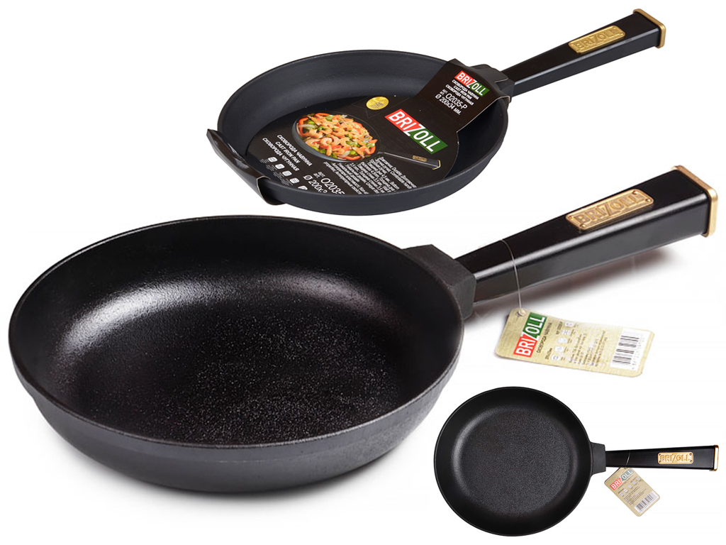 Сковорода чугунная Brizoll "Optima-Black" съемная ручка D20см, 36,7х20,5х4,3см О2035-Р1