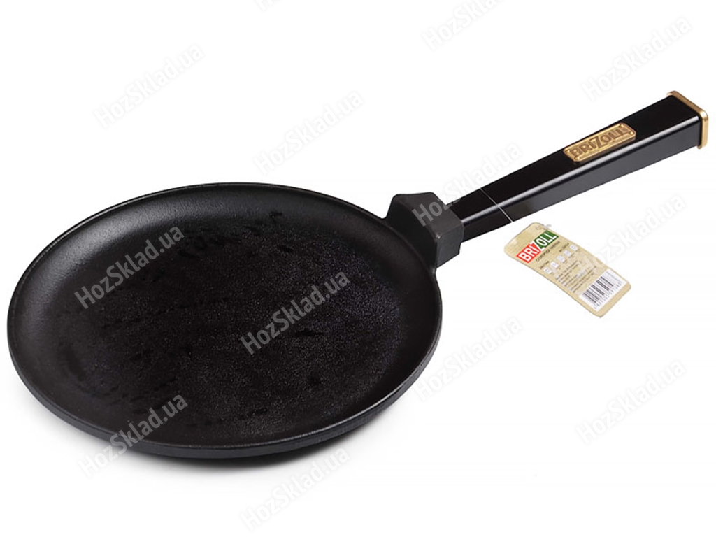 Сковорода чугунная блинная Brizoll Optima-Black съемная ручка D24см, 44,3х24,2х3,7см О2415-Р1