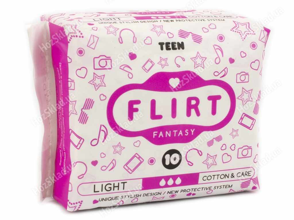 Прокладки для крит. днів Fantasy Flirt teen-cotton&care 3краплі (ціна за уп.10шт) WKL04C
