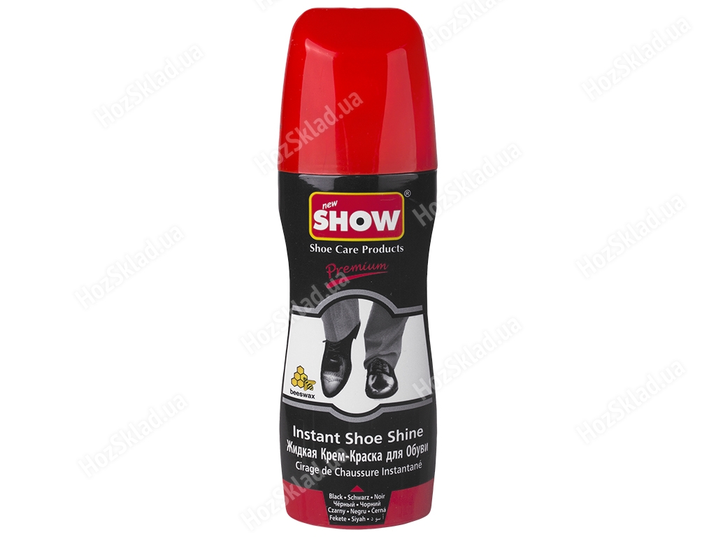 Жидкая крем-краска для обуви SHOW с губкой черная (во флаконе) 75мл