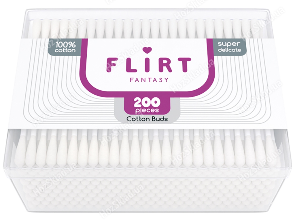Ватні палички косметичні Fantasy Flirt пластик 200шт (у коробці) VPF023