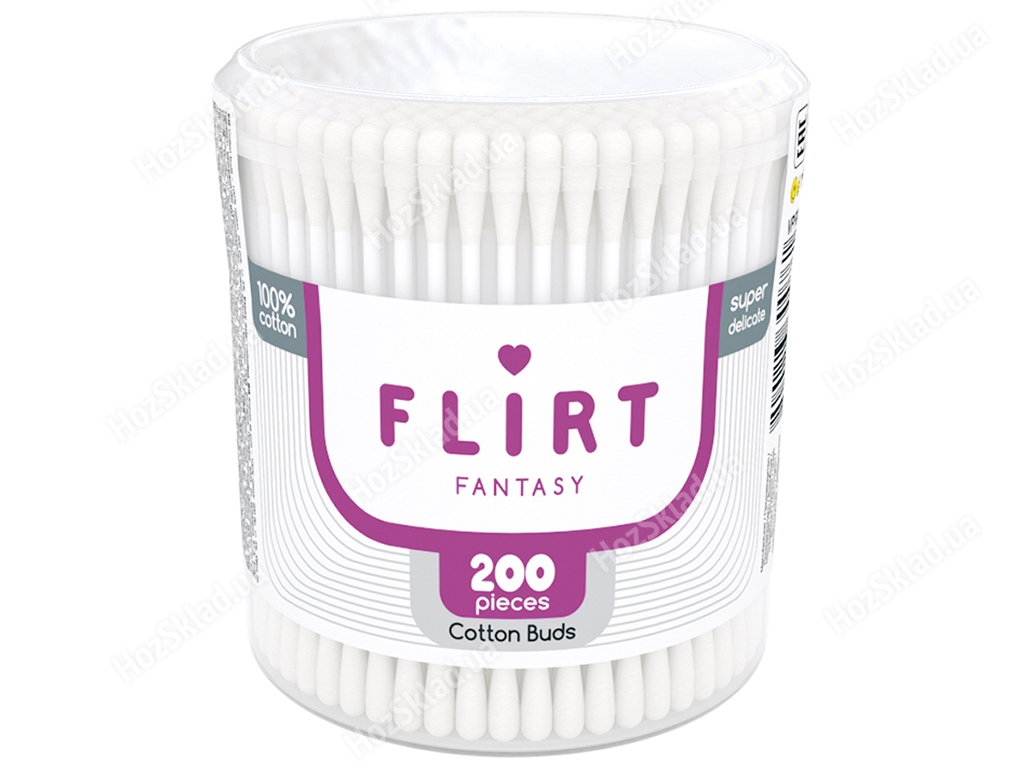 Ватные палочки косметические Fantasy Flirt пластик 200шт (в банке) VPF042