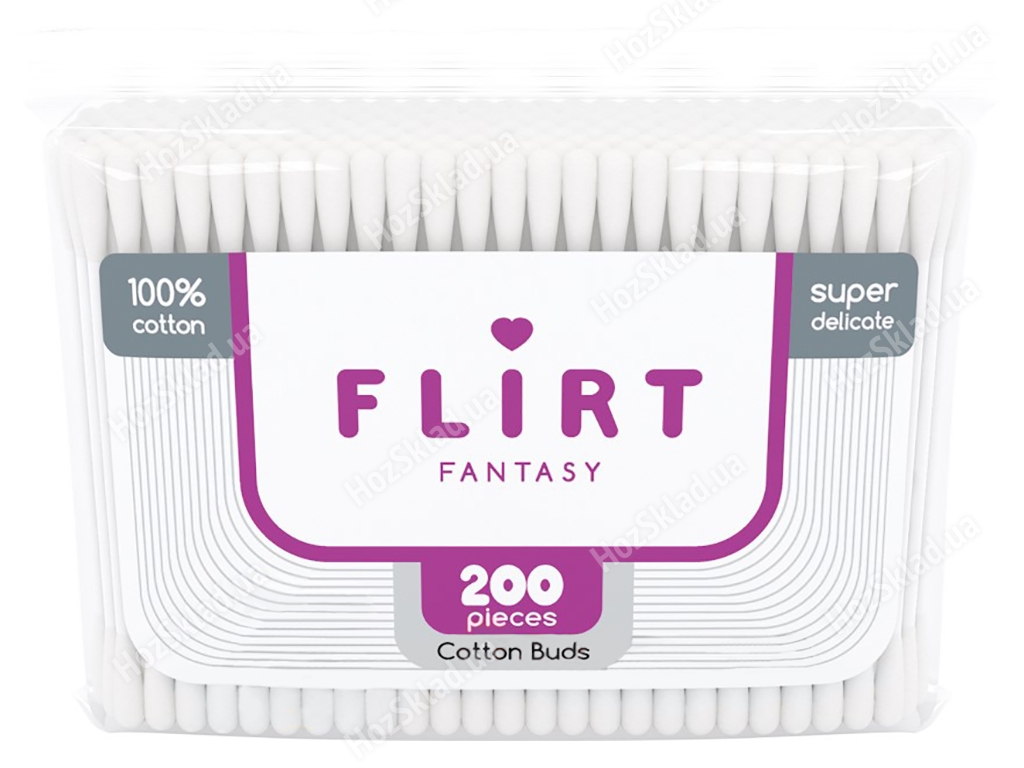 Ватні палички косметичні Fantasy Flirt пластик 200шт (в пакеті) VPF014