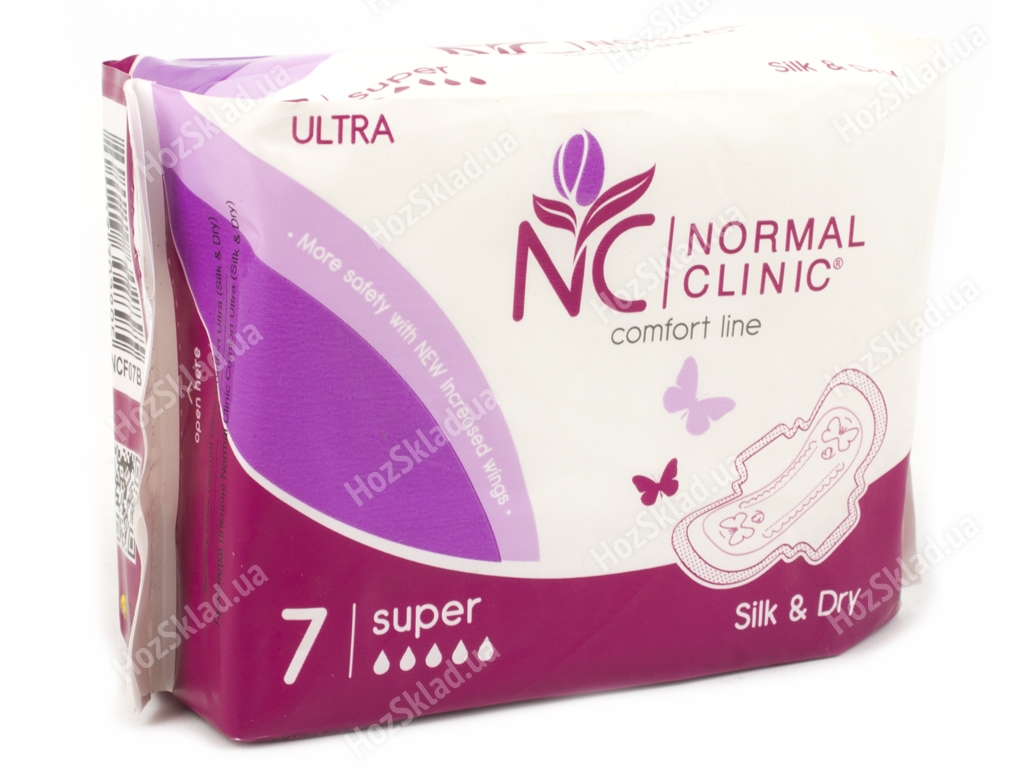 Прокладки для крит. дней Normal Clinic Comfort ultra silk&dry 5капель (цена за уп. 7шт) NCF07B