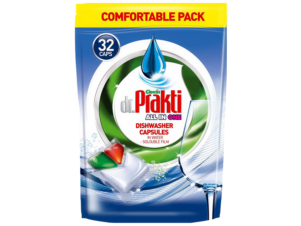 Капсулы для посудомоечной машины dr.Prakti All in One, 32шт