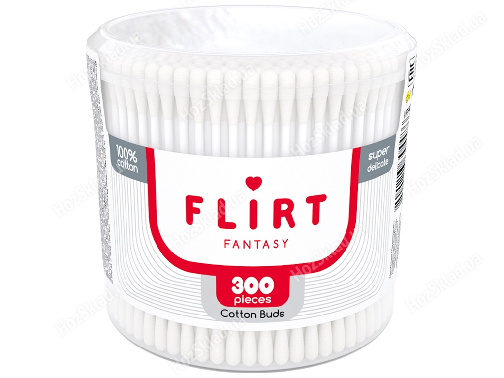 Ватные палочки косметические Fantasy Flirt пластик 300шт (в банке) VPF043