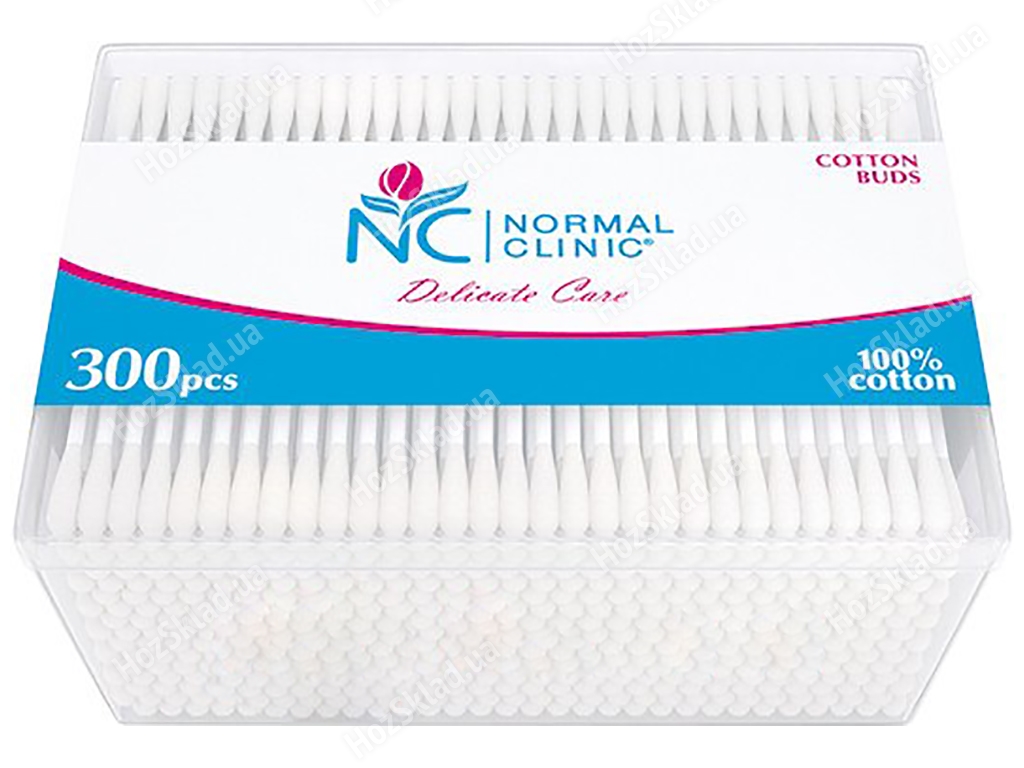 Ватные палочки косметические Normal clinic пластик 300шт (в коробке) VPN022