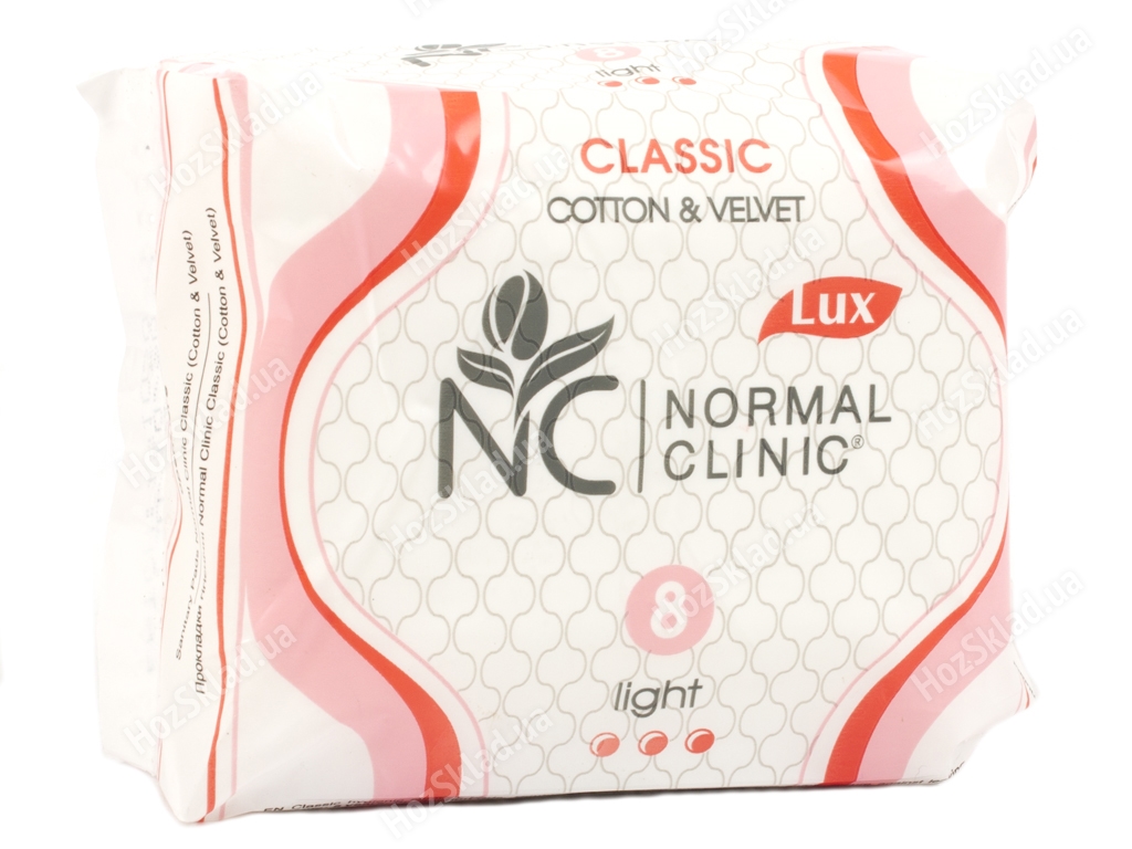 Прокладки для крит. дней Normal Clinic Classic cotton&velvet 3капли (цена за уп. 8шт) NCF18K