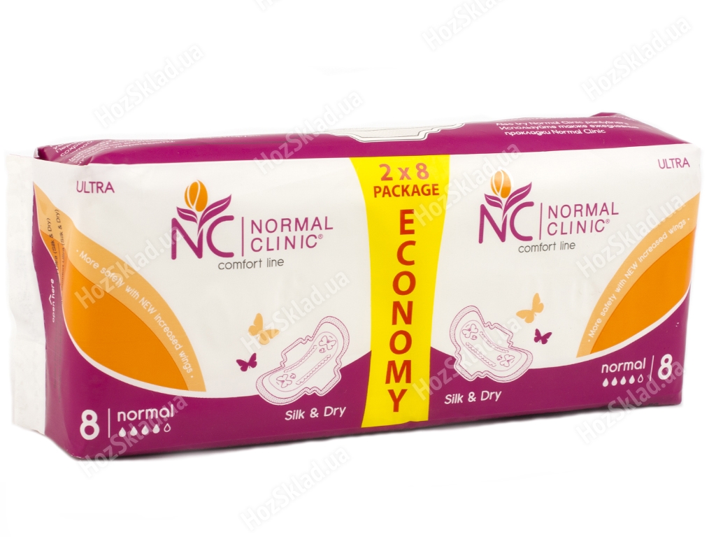 Прокладки для крит. дней Normal Clinic Comfort ultra DUO silk&dry 4капли (цена за уп. 16шт) NCF05Z