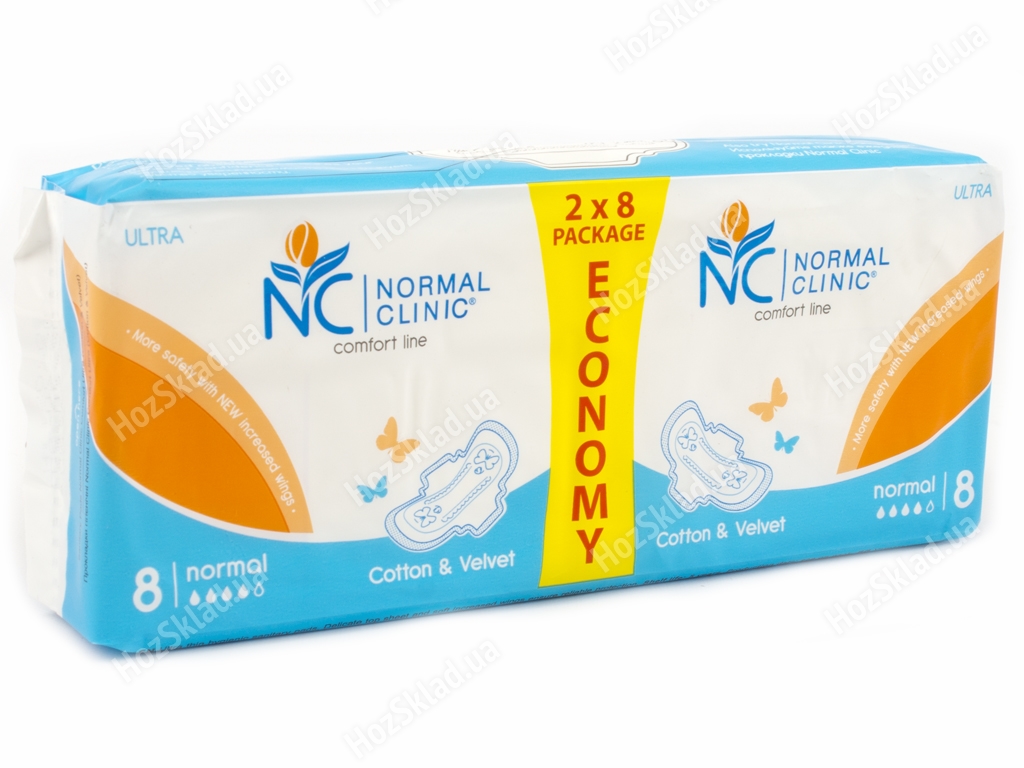 Прокладки для крит. днів Normal Clinic Comfort ultra DUO cotton&velvet 4к (ціна за уп. 16шт) NCF06Z