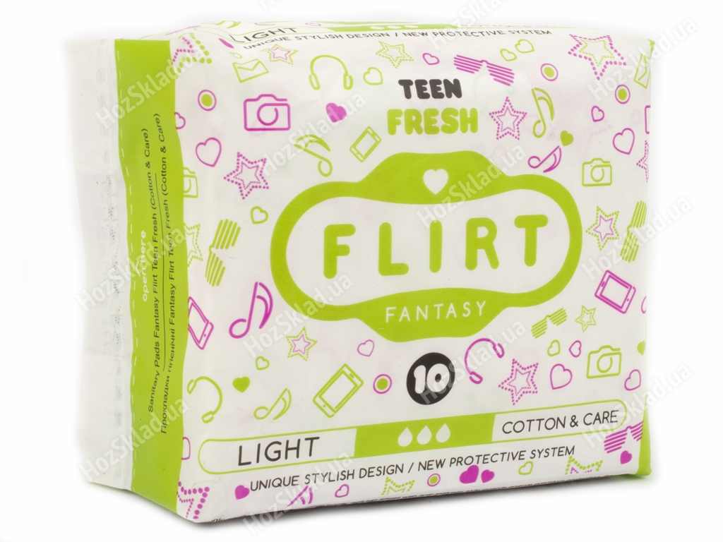 Прокладки для крит. дней Fantasy Flirt teen fresh-cotton&care 3капли (цена за уп.10шт) WKL24C