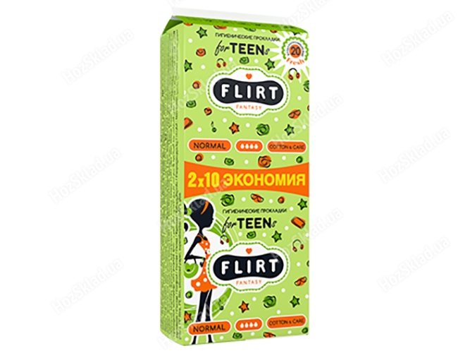 Прокладки для крит. дней Fantasy Flirt teen fresh DUO-cotton&care 4капли (цена за уп.20шт) WKL24G