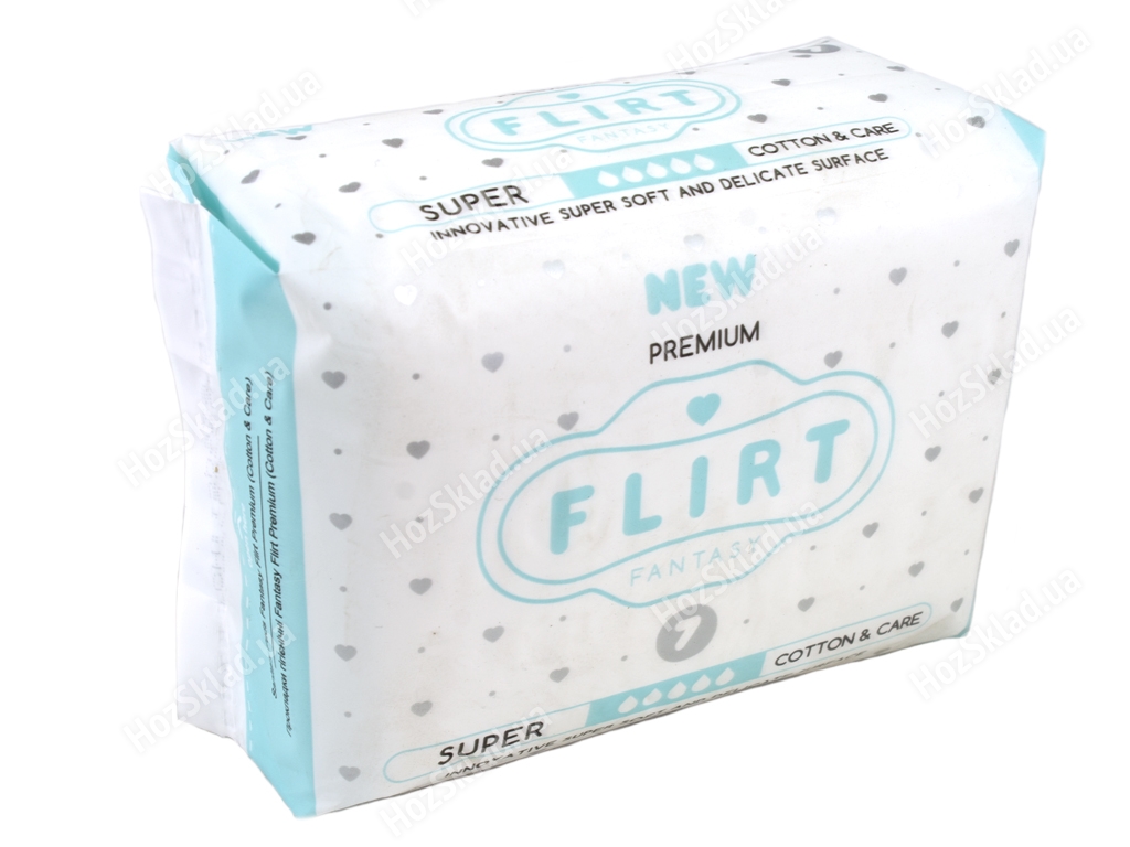Прокладки для крит. дней с крыл. Fantasy Flirt Premium-cotton&care 5капел (цена за уп. 7шт) WKR08V