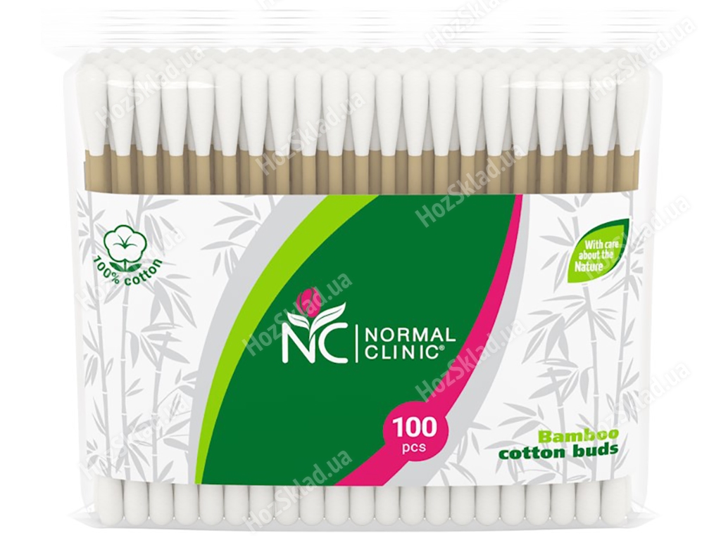 Ватні палички косметичні NORMAL cliniс бамбук 100шт (у zip-пакеті) BPN011