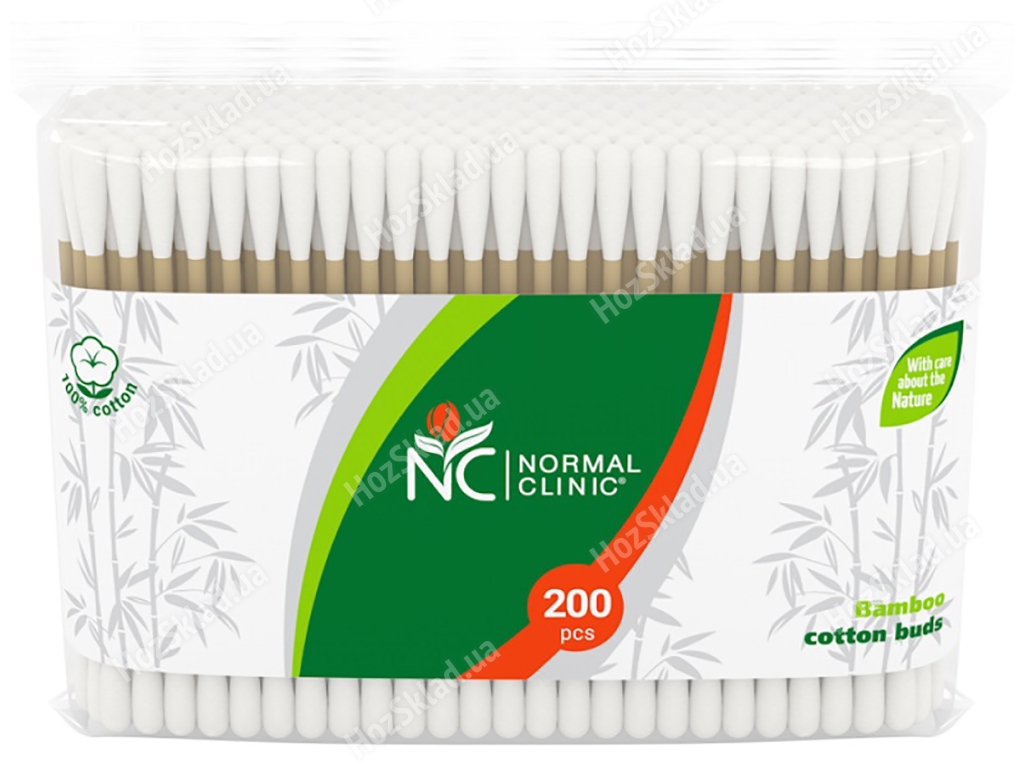 Ватные палочки косметические NORMAL cliniс бамбук 200шт (в zip-пакете) BPN012
