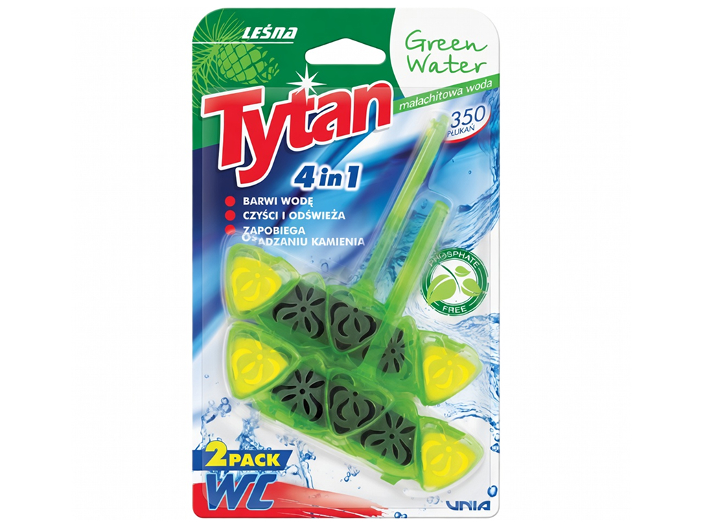 Блок для унитаза Tytan Green Water 4в1, 2×40г