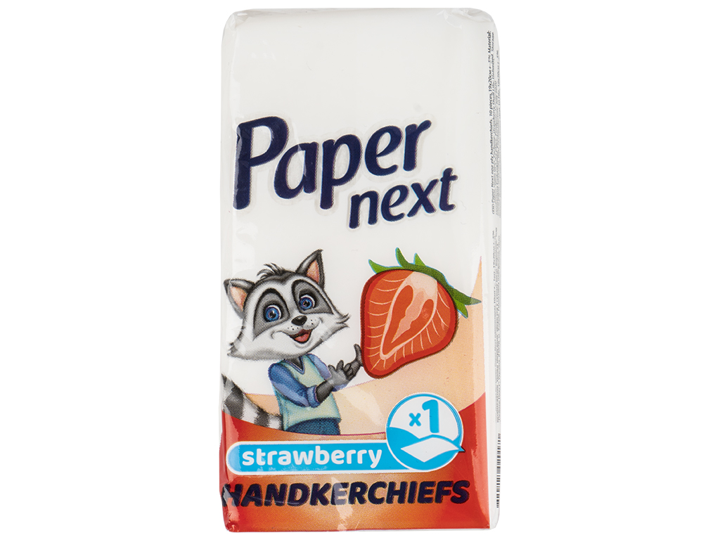 Платки бумажные носовые однослойные Paper Next 8шт Клубника