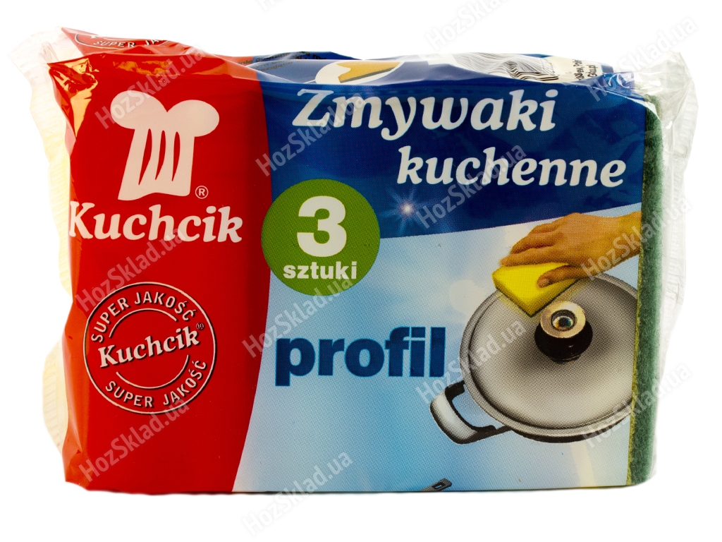 Набор губок для посуды профилированных Kuchcik 3шт. 7x5x9см