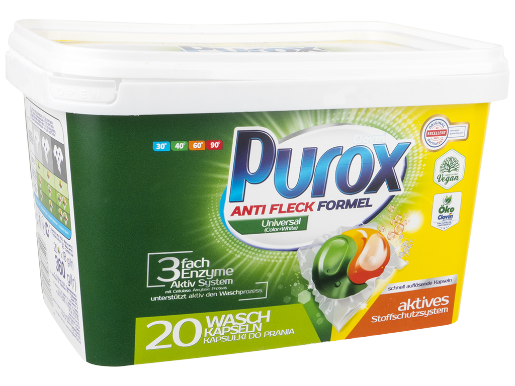 Капсули гелеві для прання Purox Color & White DuoСaps, 20шт
