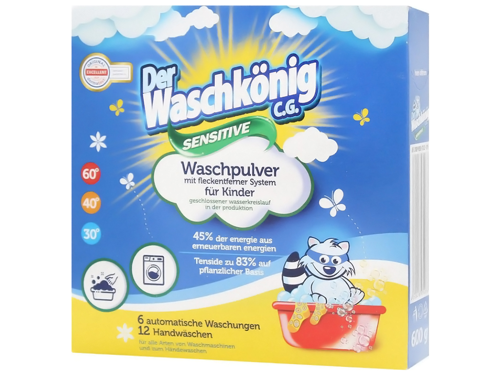 Средство для стирки Waschkonig Sensitive, порошкообразное, 600г