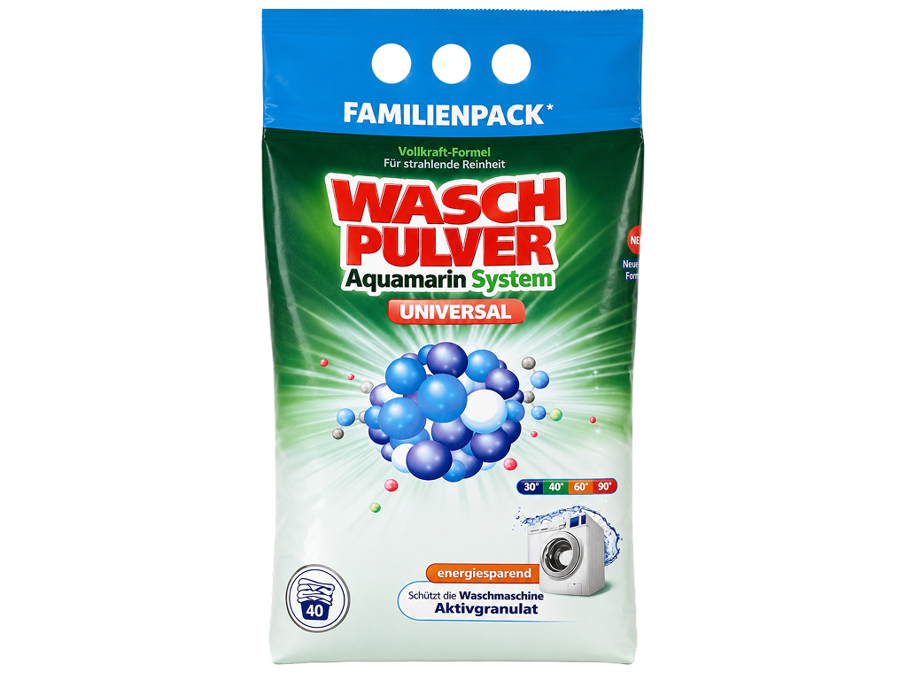 Стиральный порошок Wasch Pulver System Universal, белое и цветное белье, 3,4 кг, 40 циклов