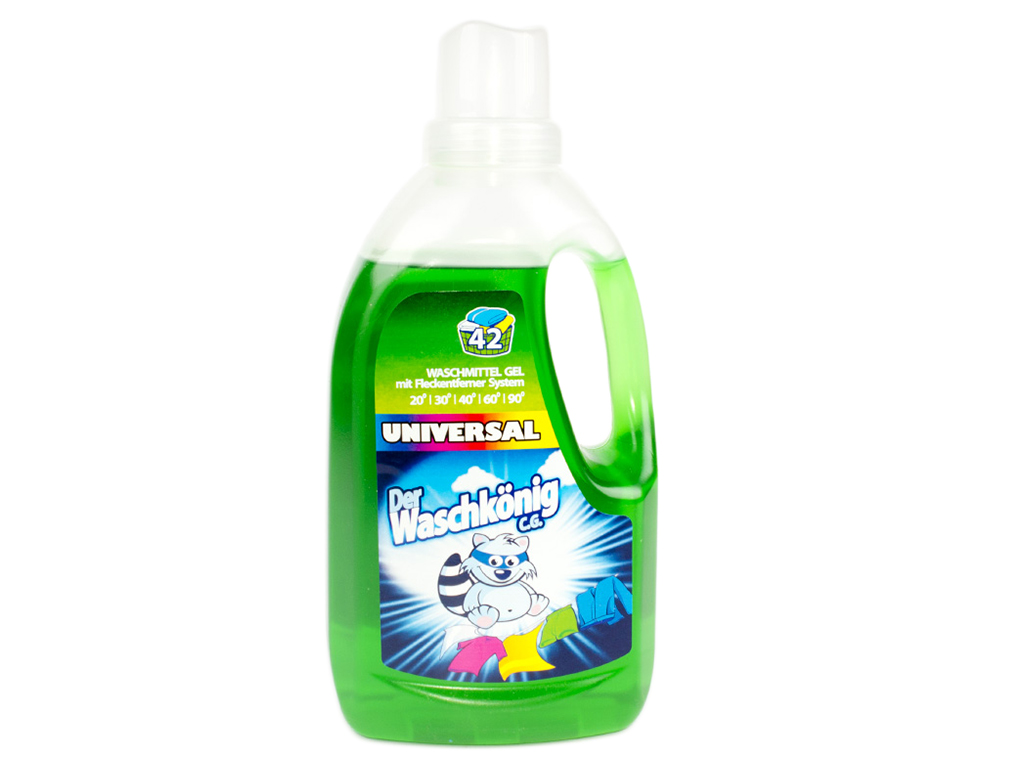 Гель для стирки Der Waschkonig Universal, для белого и цветного белья, 1,5 л, 50 циклов