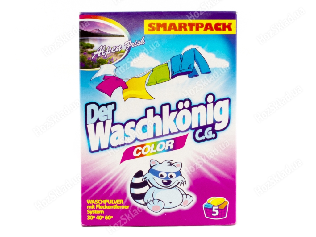 Пральний порошок безфосфатний Waschkonig Color 375гр Німеччина