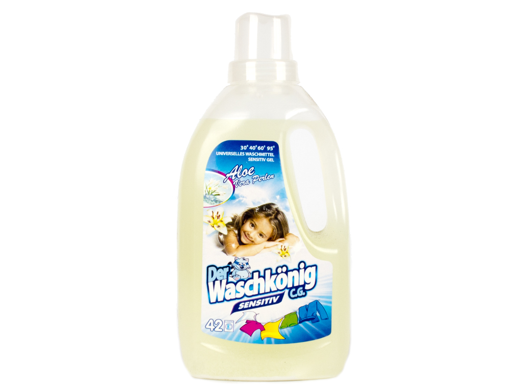 Гель для прання Der Waschkonig Sensitive, для білої та кольорової білизни, 1,5 л, 50 циклів