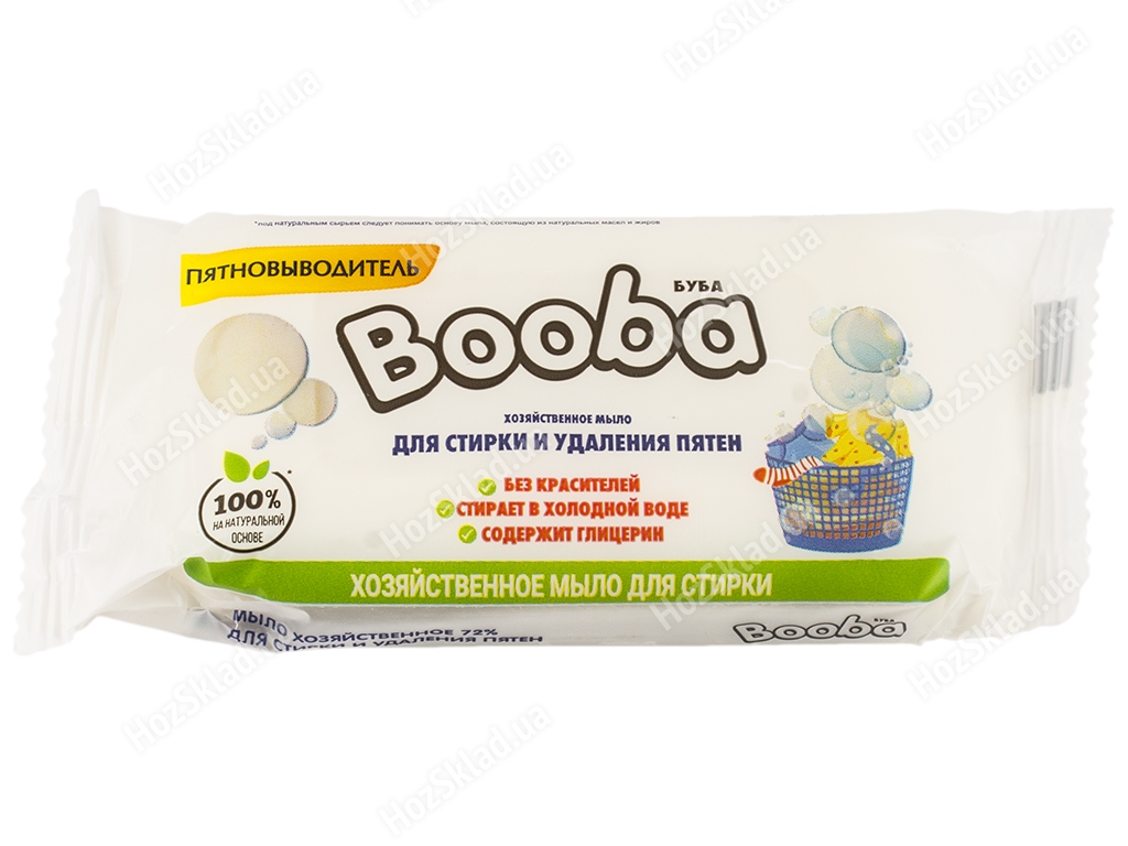Мыло хозяйственное Booba твердое 72% для стирки и удаления пятен 125г