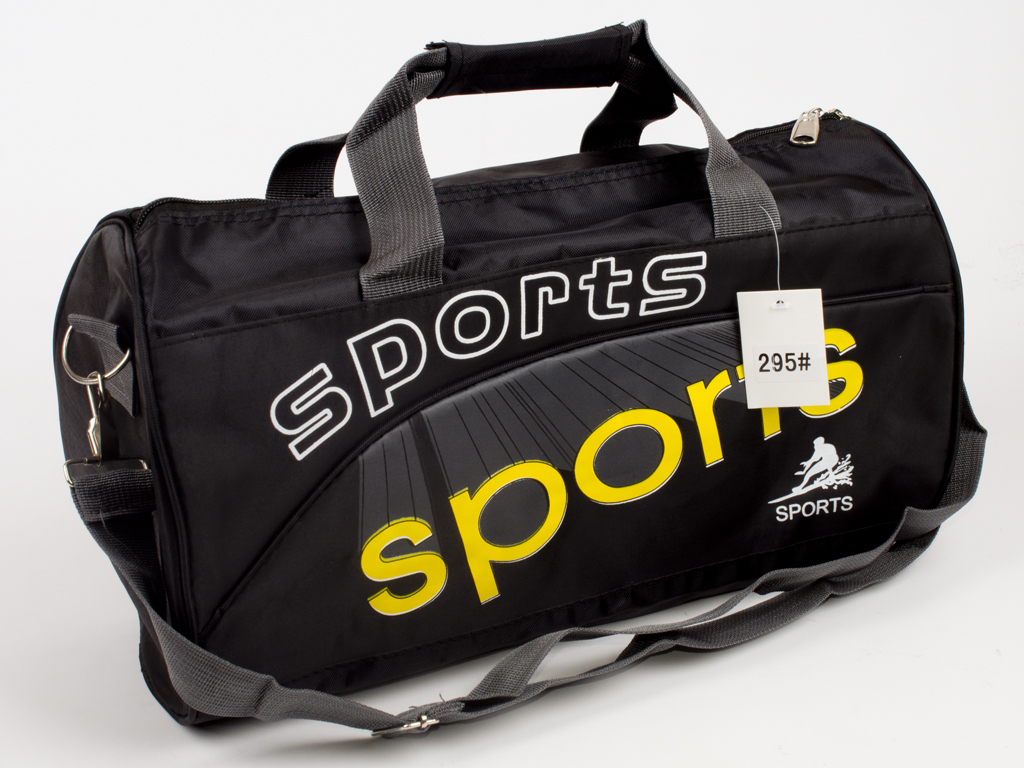 Сумка спортивная чёрная с серыми вставками "SPORT"