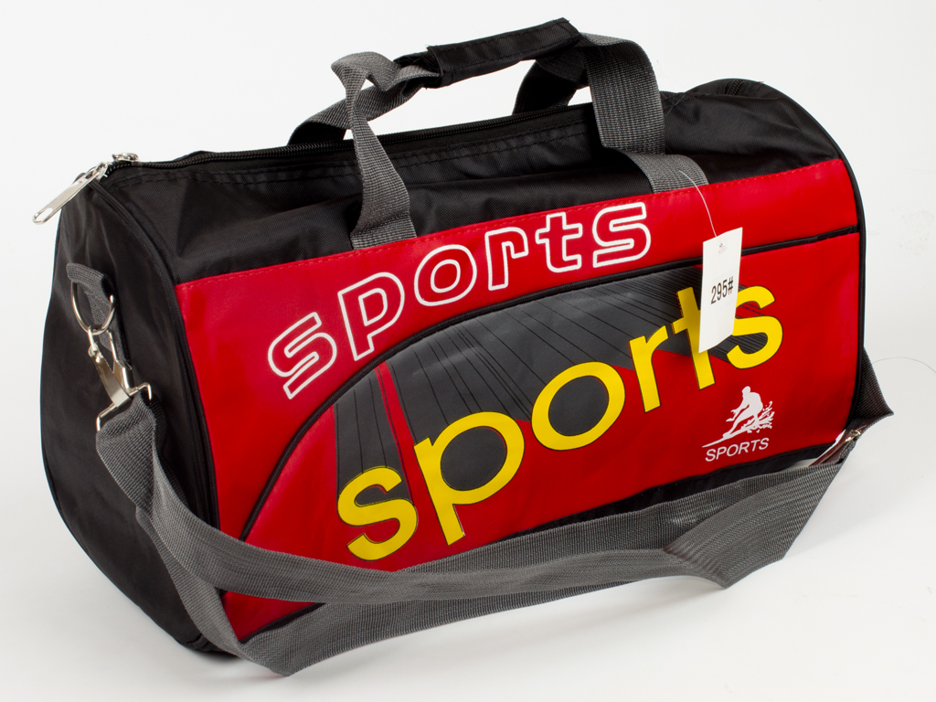 Сумка спортивная чёрная с красными вставками "SPORT"