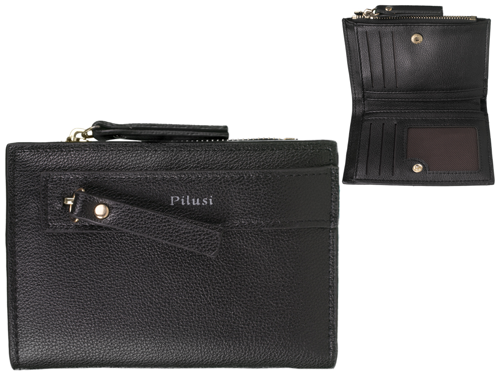 Гаманець жіночий кожзам. чорний "Pilusi" 12,5х1,5х9,5см