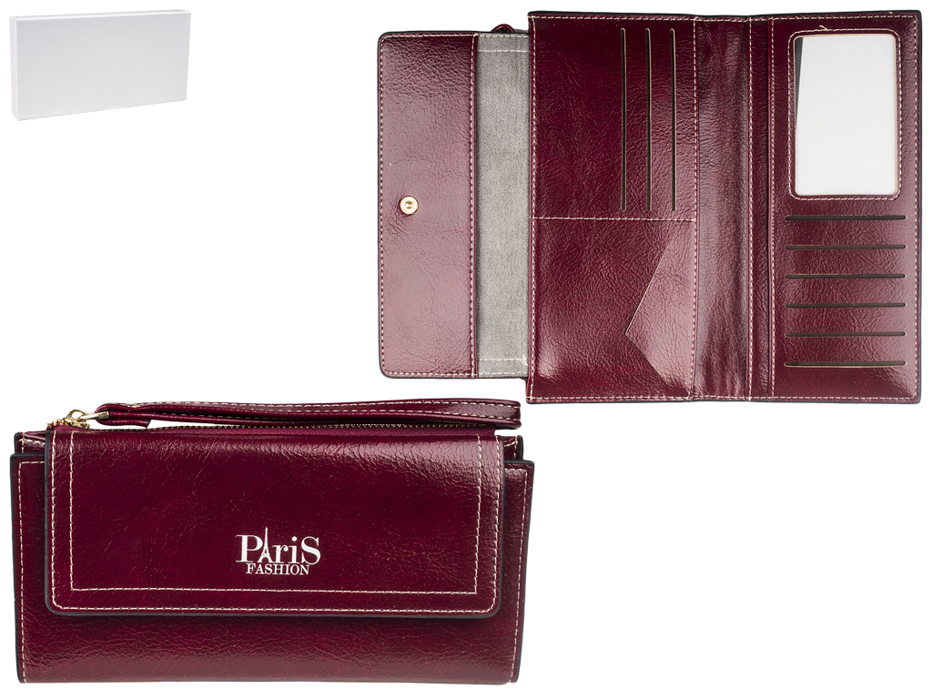 Кошелек женский кожзам. бордовый "Paris Fasion" 19х2,5х9,5см
