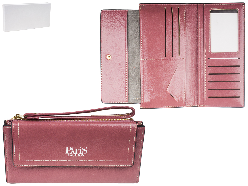 Кошелек женский кожзам. розовый "Paris Fasion" 19х2,5х9,5см