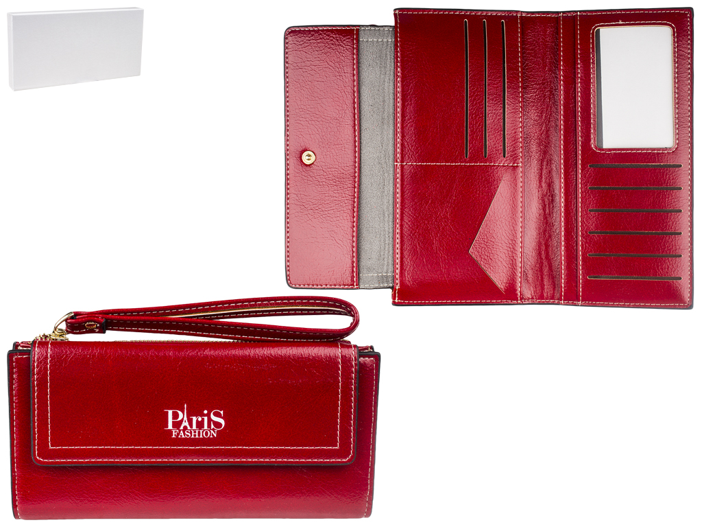 Кошелек женский кожзам. красный "Paris Fasion" 19х2,5х9,5см