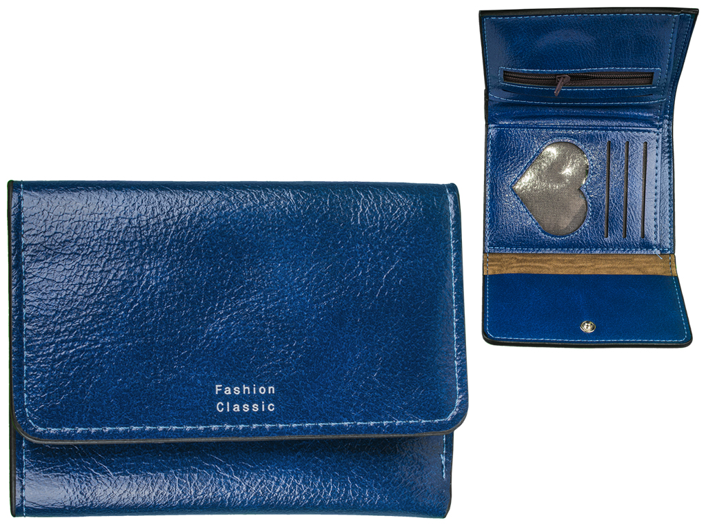 Кошелек женский кожзам. синий "Fashion" 11,5х2,5х9см