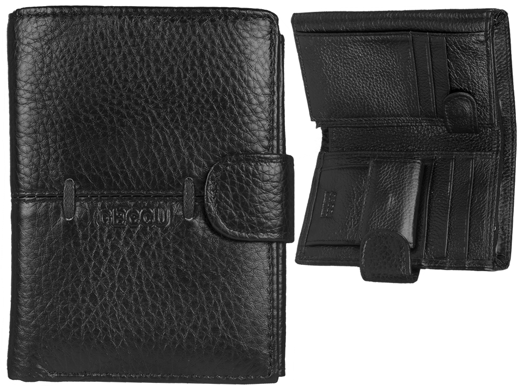 Кошелек мужской кожзам. черный "Geccu" 10х3х13см