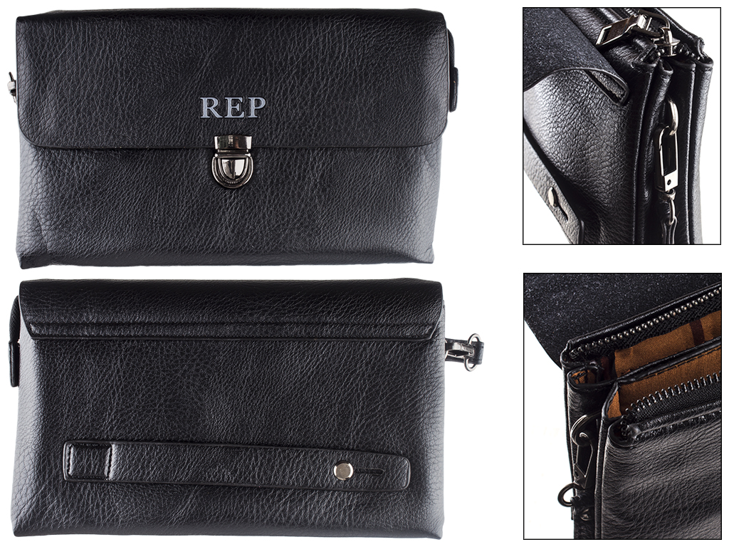 Клатч унисекс мужской/женский черный 23х3,5х13,5см