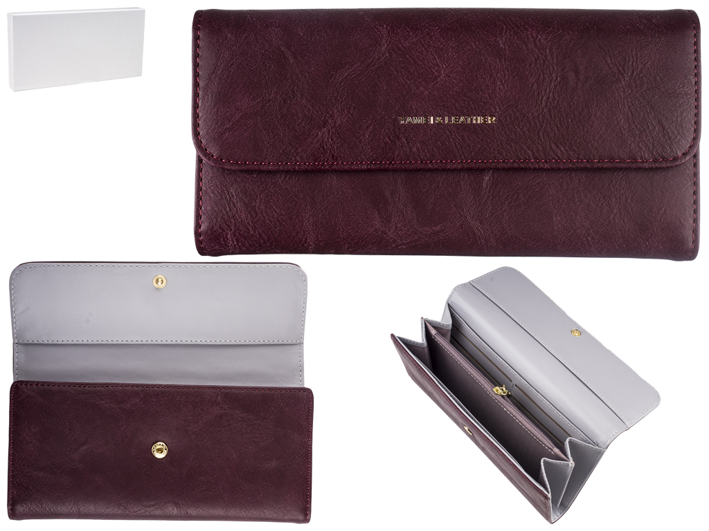 Кошелек женский кожзам. бордовый "Yamei and leather" 18,5х3х9,5см