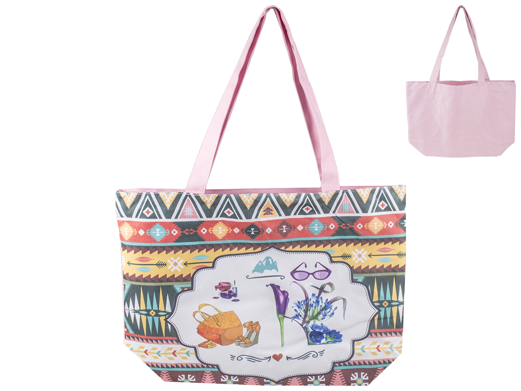 Сумка пляжная "Летний стиль" c ручками, на молнии (цвет розовый) 47х13х34см