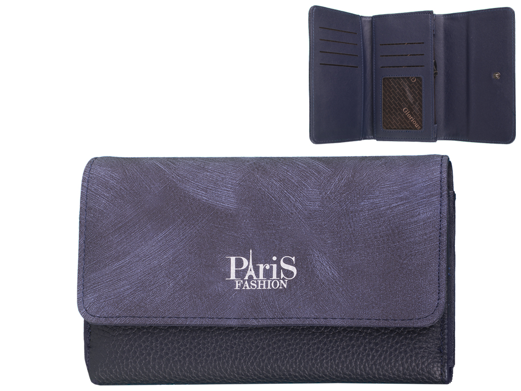Кошелек женский кожзам. синий "Paris" 16х3х10см