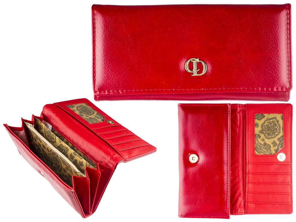 Кошелек женский кожзам. красный "CD" 18х3х9см